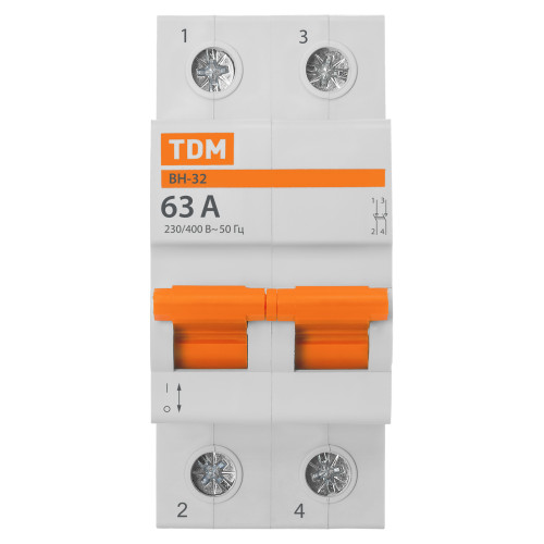 Выключатель нагрузки (мини-рубильник) ВН-32 2P 63A Home Use TDM Выключатель нагрузки (мини-рубильник) ВН-32 2P 63A Home Use TDM