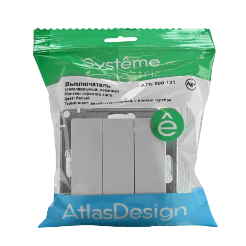 ATLASDESIGN 3-клавишный ВЫКЛЮЧАТЕЛЬ, сх.1+1+1, 10АХ, механизм, БЕЛЫЙ ATLASDESIGN 3-клавишный ВЫКЛЮЧАТЕЛЬ, сх.1+1+1, 10АХ, механизм, БЕЛЫЙ