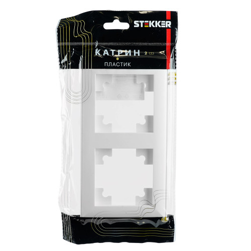 Рамка STEKKER, PFR00-7002-01 2-местная, пластик, серия Катрин, белый Рамка STEKKER, PFR00-7002-01 2-местная, пластик, серия Катрин, белый