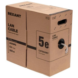 Кабель информационный Rexant 01-0143-R кат.5E F/UTP 4 пары 24AWG PVC внутренний 305м серый