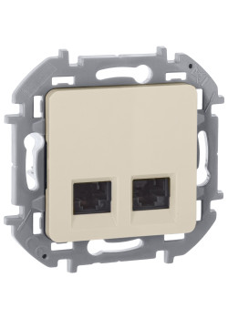Розетка компьютерная двойная/ Розетка компьютерная двойная RJ-45 категория 6 UTP слоновая кость INSPIRIA