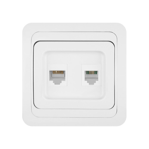 Розетка компьютерная RJ-45 + TФ (RJ-11) белая Розетка компьютерная RJ-45 + TФ (RJ-11) белая