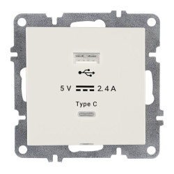 Розетка LAVIN/KAREN USB + TYPE-C механизм бел. ARVIA 50 01 1000 304