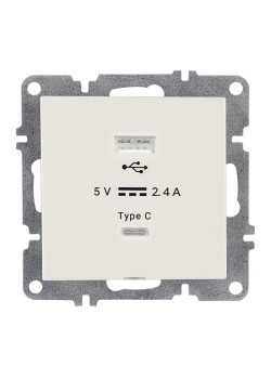 Розетка LAVIN/KAREN USB + TYPE-C механизм бел. ARVIA 50 01 1000 304