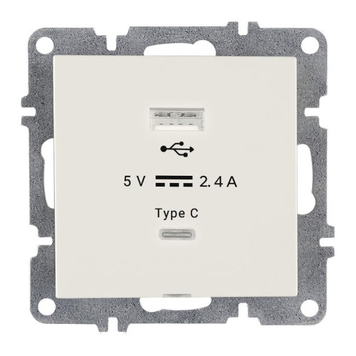 Розетка LAVIN/KAREN USB + TYPE-C механизм бел. ARVIA 50 01 1000 304
