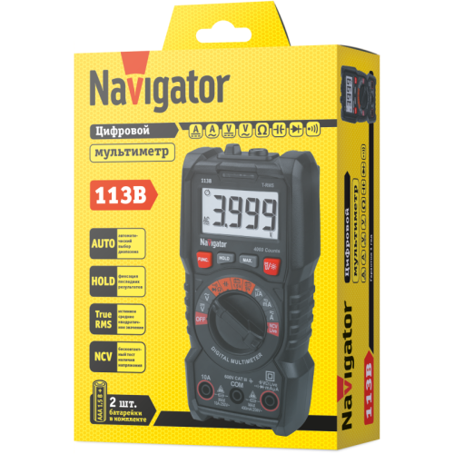 Мультиметр 95 766 NMT-Mm-113B True RMS с авто выбором значений Navigator 95766 Мультиметр 95 766 NMT-Mm-113B True RMS с авто выбором значений Navigator 95766