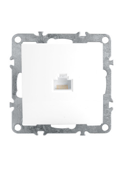 Розетка компьютерная 1-местная RJ-45 (механизм), STEKKER PST00-9107-01, серия Эрна, белый