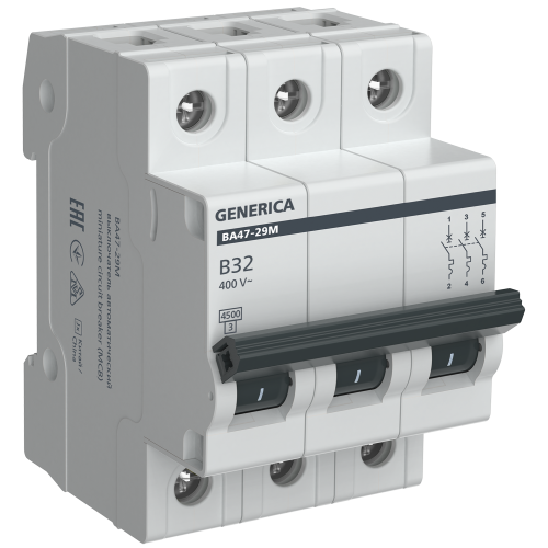 Автоматический выключатель ВА47-29М 3P 32А 4,5кА B GENERICA