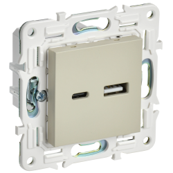 SKANDY Розетка USB A+C 18Вт SK-R13B бежевый IEK