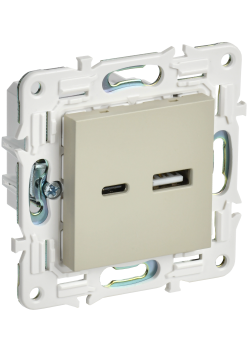 SKANDY Розетка USB A+C 18Вт SK-R13B бежевый IEK