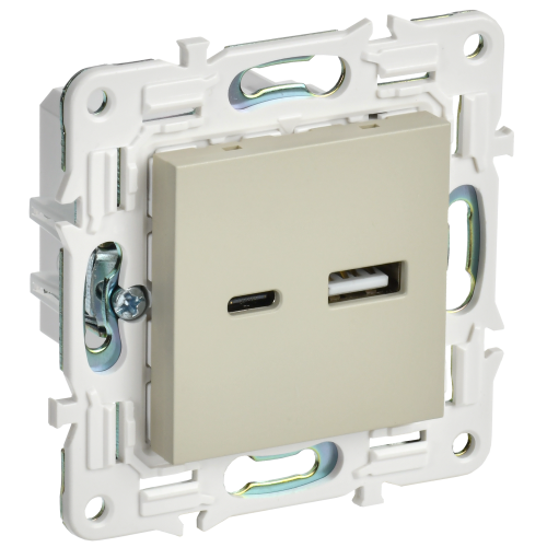 SKANDY Розетка USB A+C 18Вт SK-R13B бежевый IEK