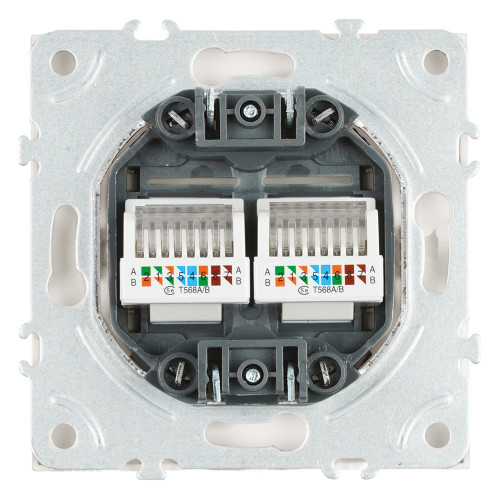 Розетка компьютерная 2-местная RJ-45 (механизм), STEKKER, серия Эмили, RST00-5111-01, белый фарфор, soft touch Розетка компьютерная 2-местная RJ-45 (механизм), STEKKER, серия Эмили, RST00-5111-01, белый фарфор, soft touch