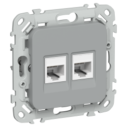 FLITE Розетка 2-местная компьютерная RJ45 категория 5Е UTP РК5е-2-0-ФлС серый IEK