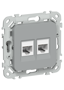FLITE Розетка 2-местная компьютерная RJ45 категория 5Е UTP РК5е-2-0-ФлС серый IEK