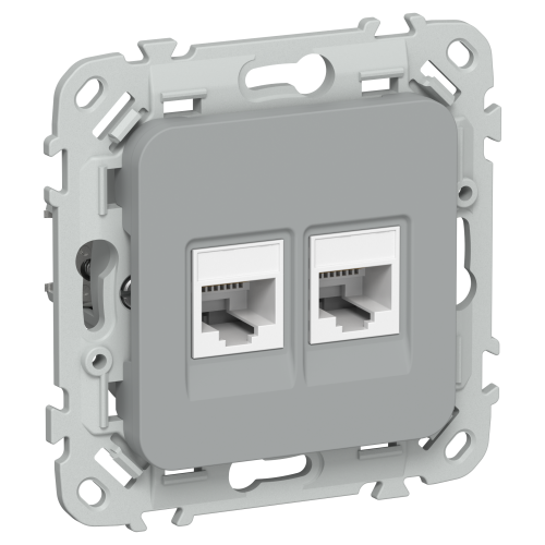 FLITE Розетка 2-местная компьютерная RJ45 категория 5Е UTP РК5е-2-0-ФлС серый IEK