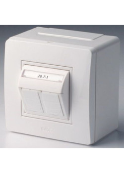 Коробка в сборе с 2 розетками RJ45, кат.5е  (телефон / компьютер), белая