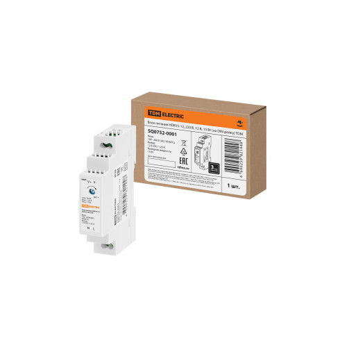 Блок питания HDR15-12, 220 В, 12 В, 15 Вт (на DIN-рейку) TDM