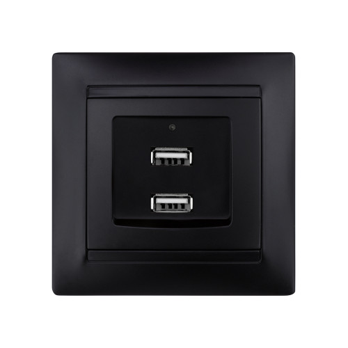 Розетка 2USB порт 2,1А 5В графит Розетка 2USB порт 2,1А 5В графит