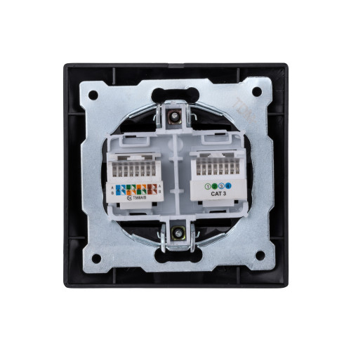 Розетка телефонная RJ11 + компьютерная RJ45 графит Розетка телефонная RJ11 + компьютерная RJ45 графит
