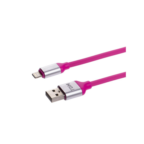 Дата-кабель, ДК 21, USB - Lightning, 1 м, силиконовая оплетка, розовый, TDM Дата-кабель, ДК 21, USB - Lightning, 1 м, силиконовая оплетка, розовый, TDM