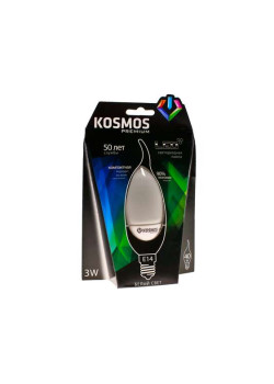Лампа светодиодная KOSMOS premium 3Вт свеча на ветру E14 230В 4500К Космос KLED3wCW230vE1445