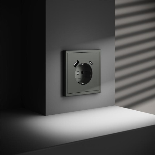 Розетка 1-м СП S70 16А с USB A+С с заземл. защ. шторки механизм титан Voltum VLS040506 Розетка 1-м СП S70 16А с USB A+С с заземл. защ. шторки механизм титан Voltum VLS040506
