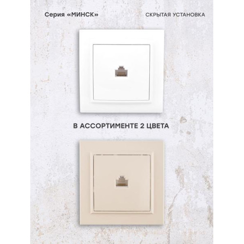 Минск Розетка RJ-45 1-местная СП белая EKF Минск Розетка RJ-45 1-местная СП белая EKF