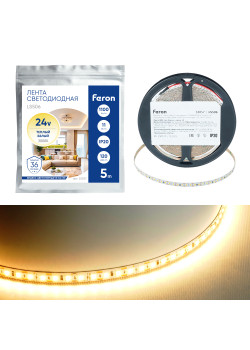 Лента светодиодная 120SMD(2835)/м 11Вт/м 24V 5000*8*1.22мм 3000К, LS506 FERON СВОБОДНЫЙ РЕЗ