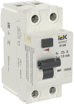 ARMAT Выключатель дифференциального тока R10N 2P 25А 10мА тип AC IEK