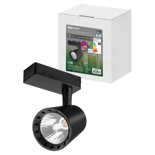 Светильник трековый однофазный LED TRL-01-024-NB 24 Вт, 24°, 4000 К, 80 Ra, черный, TDM Светильник трековый однофазный LED TRL-01-024-NB 24 Вт, 24°, 4000 К, 80 Ra, черный, TDM