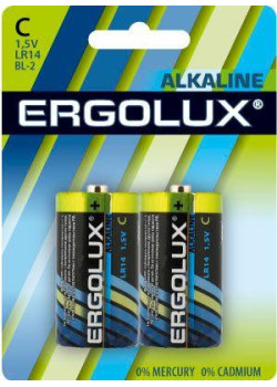 Элемент питания алкалиновый C/LR14 1.5В Alkaline BL-2 (блист.2шт) Ergolux 11751
