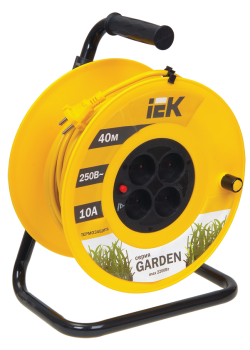 GARDEN Катушка УК40 4 места без заземления с термозащитой 2х1,0мм2 40м IEK