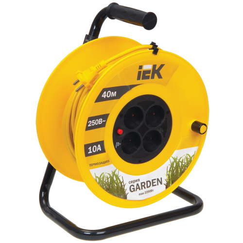 GARDEN Катушка УК40 4 места без заземления с термозащитой 2х1,0мм2 40м IEK