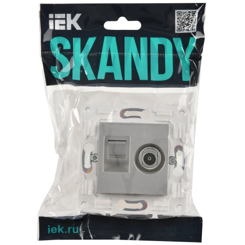 SKANDY Розетка двойная TV+RJ45 кат.6 SK-A15S серебряный IEK SKANDY Розетка двойная TV+RJ45 кат.6 SK-A15S серебряный IEK