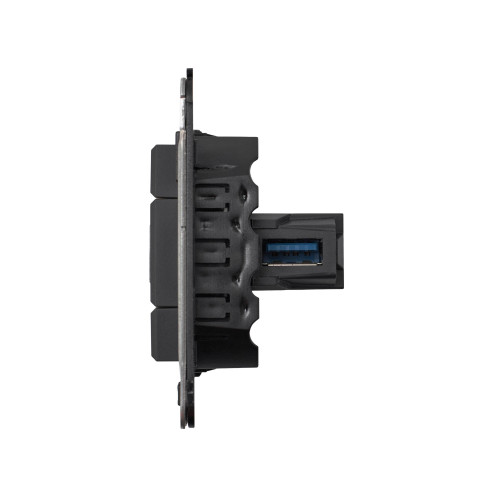 USB 3.0 розетка одинарная в стену, тип А-А, Avanti, черный матовый USB 3.0 розетка одинарная в стену, тип А-А, Avanti, черный матовый