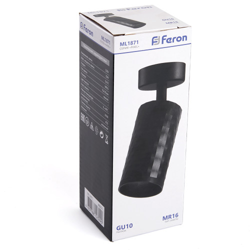 Светильник Feron ML1871 PIXEL настенно-потолочный под лампу GU10, чёрный Светильник Feron ML1871 PIXEL настенно-потолочный под лампу GU10, чёрный