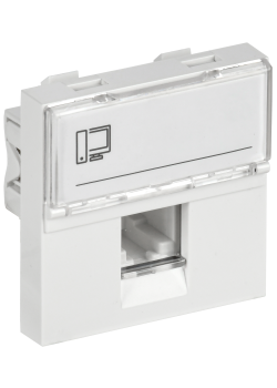 Розетка компьютерная РКИ-20-00-П RJ-45 UTP кат.5e (на 2 модуля) ПРАЙМЕР белая IEK