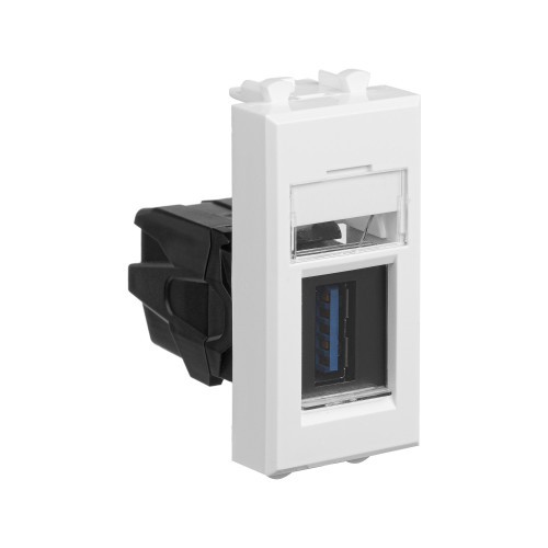 USB 3.0 розетка модульная, тип А-А, Avanti, белое облако, 1 модуль USB 3.0 розетка модульная, тип А-А, Avanti, белое облако, 1 модуль