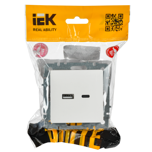 BRITE Розетка USB A+C 18Вт РЮ11-1-БрБ белый IEK