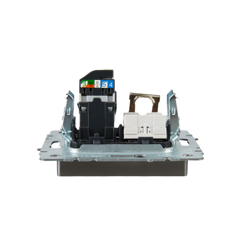 BRITE Розетка двойная RJ11+RJ45 кат.5E РК/Т12-БрС сталь IEK