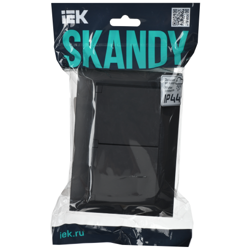 SKANDY Розетка 2-местная и крышкой 16А в сборе IP44 SK-R12Bl черный IEK