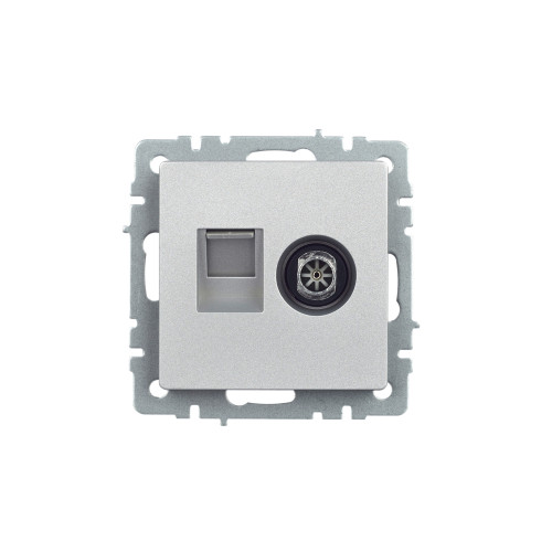 BRITE Розетка двойная TV+RJ45 кат.5E РТВ/РК12-БрА алюминий IEK BRITE Розетка двойная TV+RJ45 кат.5E РТВ/РК12-БрА алюминий IEK