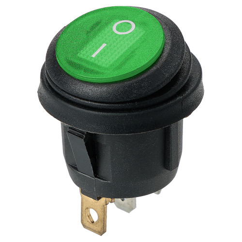 Выключатель клавишный круглый KCD2-101N/FS 250В AC/DC, 1P, 6А, (3с), ON-OFF, черный корпус, зеленая клавиша с LED подсветкой, IP54 TDM Выключатель клавишный круглый KCD2-101N/FS 250В AC/DC, 1P, 6А, (3с), ON-OFF, черный корпус, зеленая клавиша с LED подсветкой, IP54 TDM