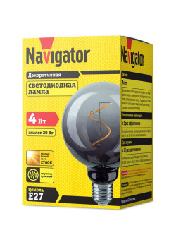 Лампа светодиодная 14 498 NLL-F-G95-4-230-2.7K-E27-LSBT прозрачная E27 220-240В Navigator 14498