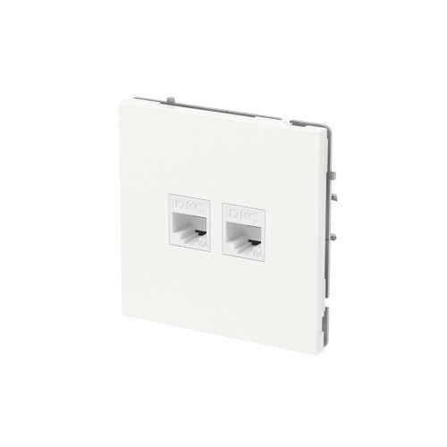 Компьютерная розетка RJ-45 без шторки, кат.6А двойная, KANT, белая магнолия Компьютерная розетка RJ-45 без шторки, кат.6А двойная, KANT, белая магнолия