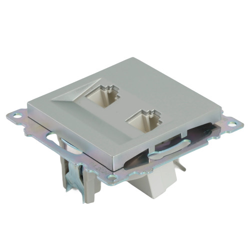 Розетка компьютерная 2-местная RJ-45 (механизм) STEKKER GLS00-7109-03 , серия Катрин, серебро Розетка компьютерная 2-местная RJ-45 (механизм) STEKKER GLS00-7109-03 , серия Катрин, серебро