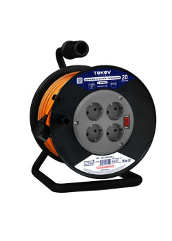 Удлинитель на катушке 4х20м с заземл. 6А IP20 3х0.75 TOKOV ELECTRIC TKE-SK20-075-Z