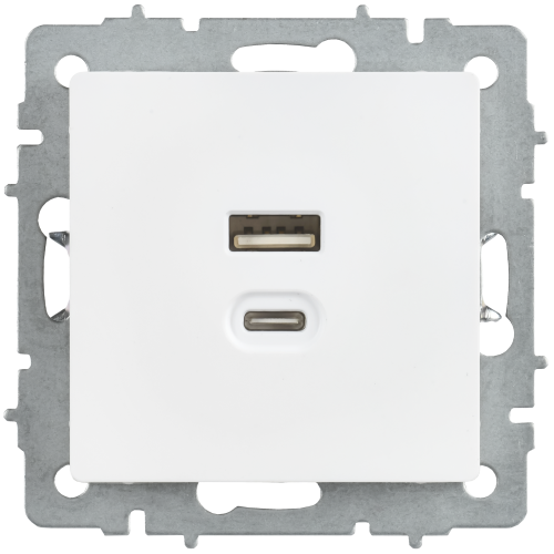 BRITE Розетка USB A+C 45Вт высокоскоростная зарядка РЮ11-2-БрАБ арктический белый IEK BRITE Розетка USB A+C 45Вт высокоскоростная зарядка РЮ11-2-БрАБ арктический белый IEK