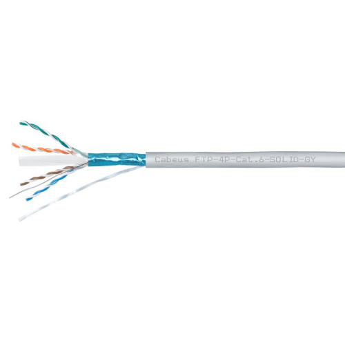 Кабель витая пара F/UTP кат.6 4х2х23AWG solid PVC нг(А)-LS FTP-4P-Cat.6-SOLID-GY сер. (уп.305м) Cabeus 8947c Кабель витая пара F/UTP кат.6 4х2х23AWG solid PVC нг(А)-LS FTP-4P-Cat.6-SOLID-GY сер. (уп.305м) Cabeus 8947c