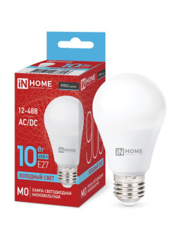 Лампа светодиодная низковольтная LED-MO-PRO 10Вт грушевидная матовая 6500К холод. бел. E27 900лм 12-48В IN HOME 4690612038056